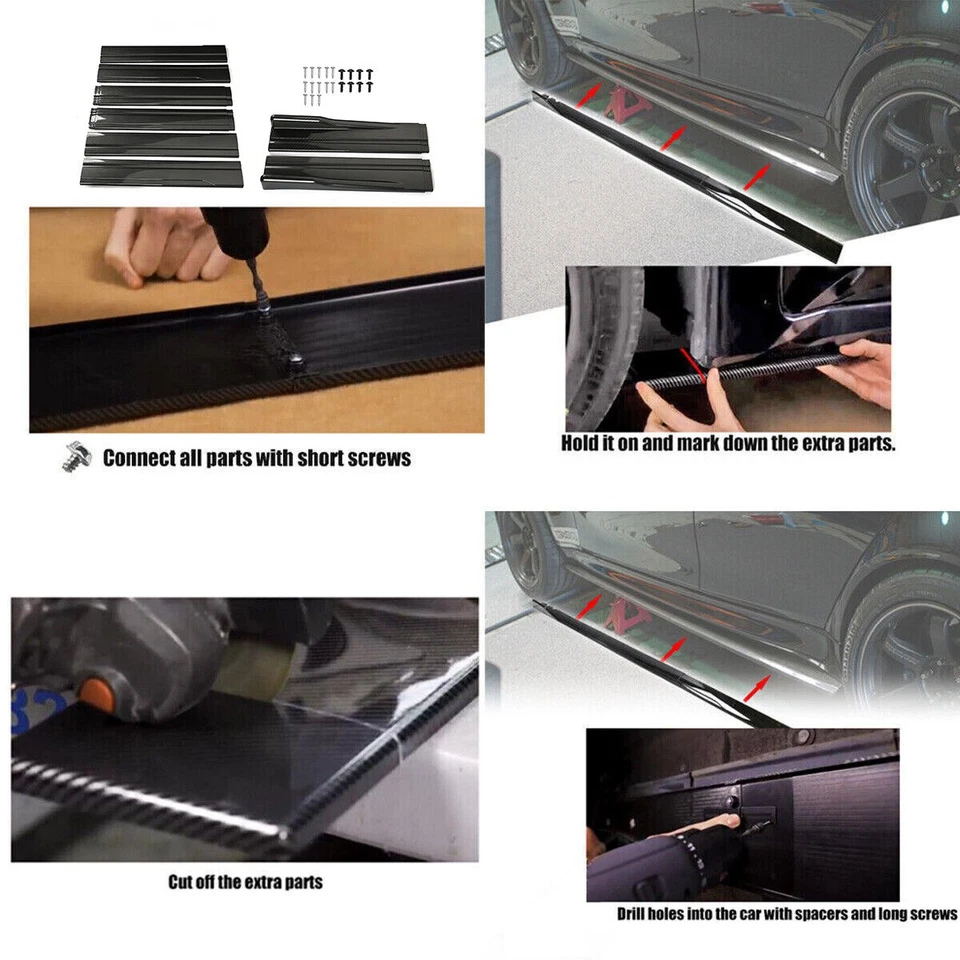 For Honda S2000 Side Skirt Extension Lip Body Kits Carbon Fiber Painted Carbon Foto 2 de 4