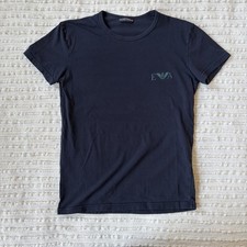 Emporio Armani Navy Blue Cotton Graphic Logo Tee Shirt Size Women  s Small-Medium