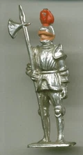 Medieval knight with fixed halberd lead soldier