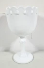 Vtg Milk Glass Teardrop Compote Pedestal Bowl Indiana Glass Co 7”