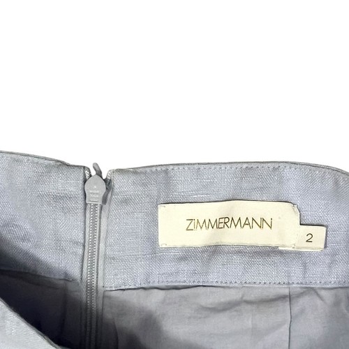 Zimmermann Pants Size 2 Medium M 12 / US 8 Blue Linen Lovestruck Cropped Trouser - Picture 4 of 8