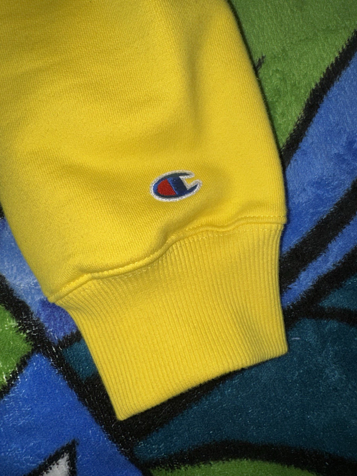 Supreme Champion Label Hoodie Yellow Size Medium SS19 100percent Authentic image 3