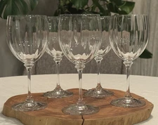 Mikasa Stephanie Wine Glasses Water Goblets 7.5” Optic Bowl Wafer Stem Set Of 5
