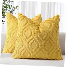 Summer Throw Pillow Covers 18x18 Inch Set 18" x 18" Pack of 2 Mustard Yellow