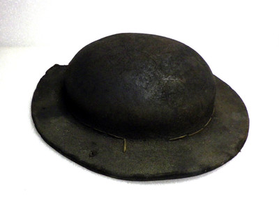 old miner's helmet in boiled leather 19th century