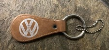Vintage Original Volkswagen Dealer Leather Key Chain Ring Fob Devon PA Motors