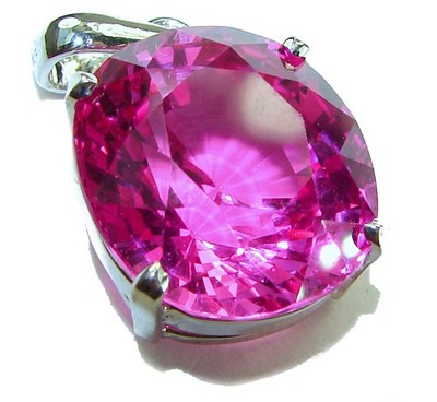 Rosa Saphir Anhänger 14,4ct oval 925 Sterling Silber Handarbeit Unikat Schmuck