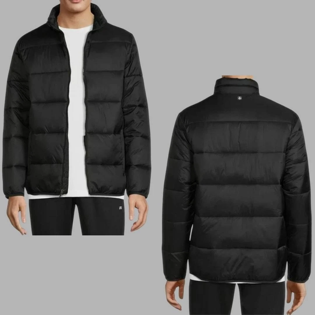 Swiss Tech Men's lightweight puffer jacket Sz M (38-40) Black Full Zip *FLAW