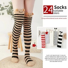 Snug Fleece Over Knee Socks Plush Cozy Winter Fall Sweet Long Female Hosiery