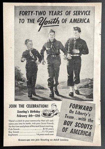 “42 Years of Service to the Youth of America” 1952 Boy Scouts vintage AD