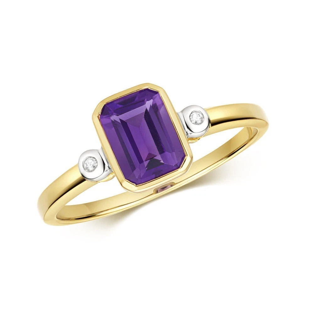 Bague Fine Rhodié Argent Avec Améthyste Et Diamants - Taille 53 - Élégante Et Féminine