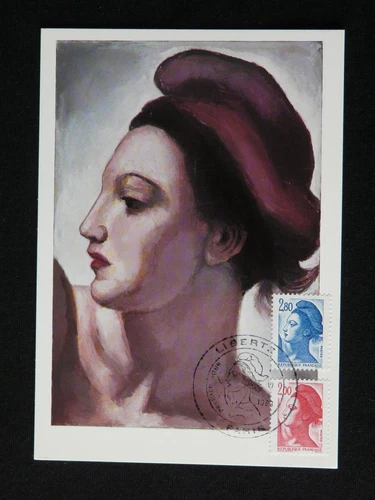 Liberté de Gandon art Eugene Delacroix painting maximum card France 1983 (1)