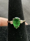 925 Sterling Silver Ring Size 7.75 Green Teardrop Stone Vintage Estate Jewelry