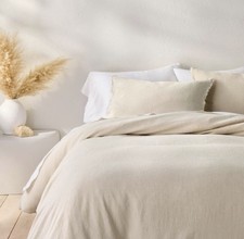 King Heavyweight Linen Blend Duvet Cover  Sham Set Natural - Casaluna NEW