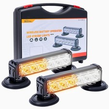 Amberwhite Magnetic Wireless Strobe Light For Trucks Cars Rechargeable Led S