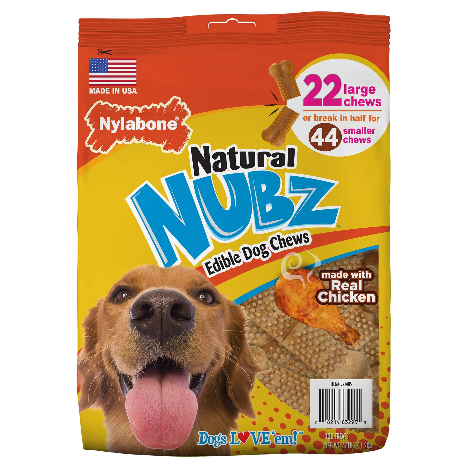 Nylabone Nubz Real Chicken Edible Dog Chew Treats, 22-count,