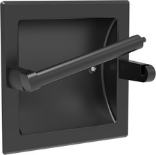 Matte Black Recessed Toilet Paper Holder for Large Rolls, Pivoting Black Toilet