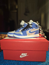 Nike Air Jordan Mini Sneaker Keychain Charm Blue/White/Black Colorblock Logo