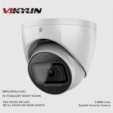 VIKYLIN 4K 8MP IR Starlight IP Dome Network Camera Built-in Mic Smart Detection