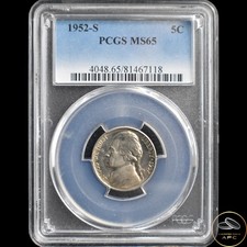 1952 S Jefferson Nickel PCGS MS65