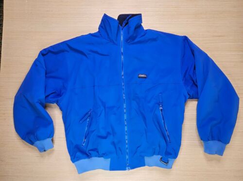 Vintage White Sierra Mens Bomber Jacket L Blue Full Zip Fleece Lined