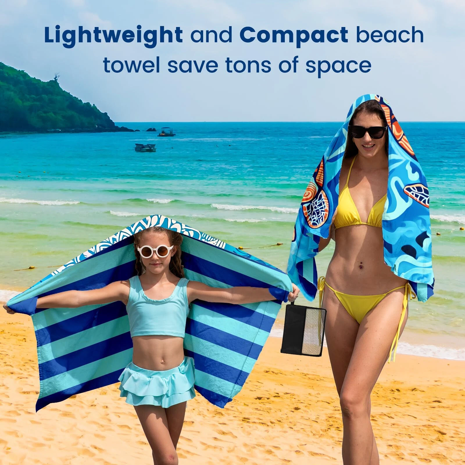 2 Pack Microfiber Beach Towel Oversized 71"x32" Sand Free Quick Dry Absorbent...