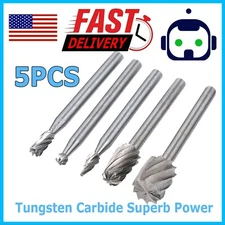 5pc Tungsten Carbide Cutting Burr Set Dremel Drill Bits Rotary Grinder Grinding