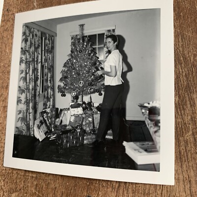 Vintage 1960's MCM Photo Aluminum Pom Pom Christmas Tree w