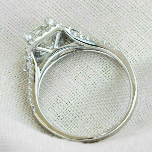 2Ct White Radiant Stone Split Shank Halo Engagement Ring 925 Sterling Silver - Picture 2 of 5