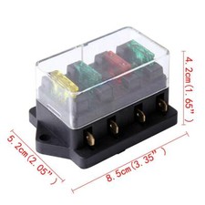 4Way Blade Fuse Box Block Holder LED Indicator for 24V 12V Car Marine Automotive