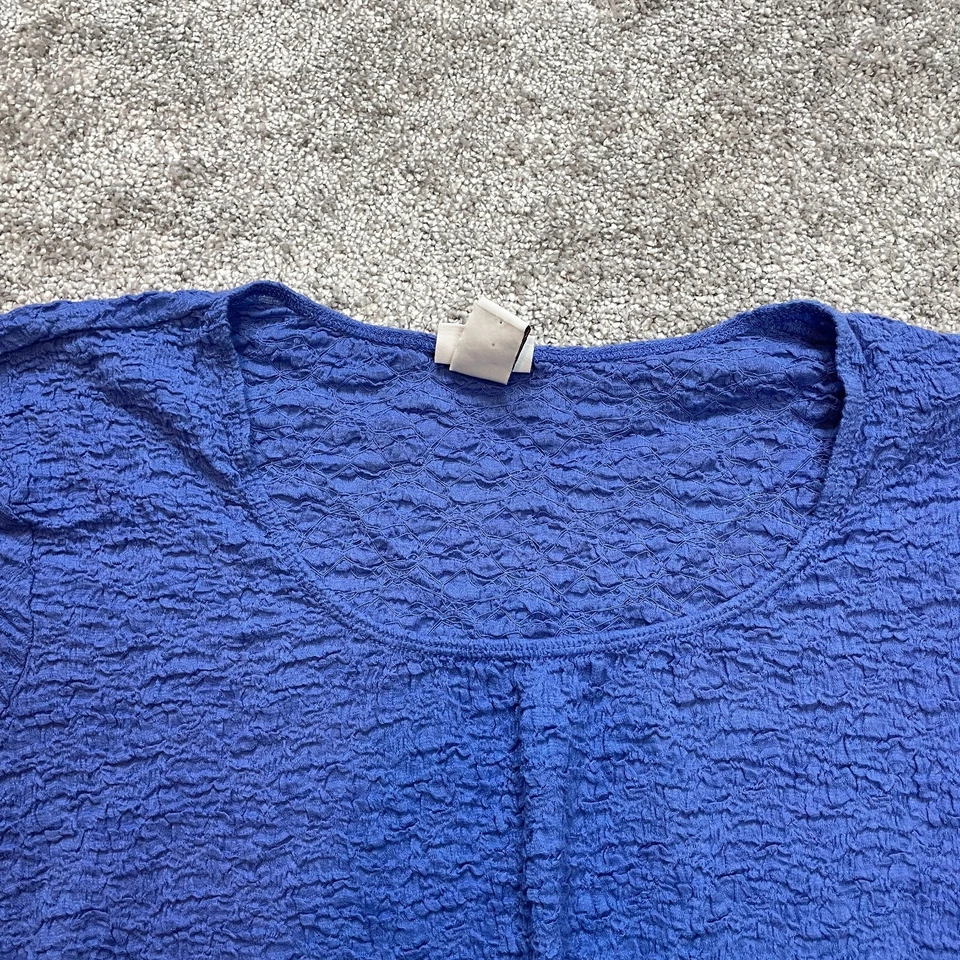 Blusa Camisa Jaclyn Smith Mujer XXL Azul Manga Corta Texturizada Elastizada Informal Foto 2 de 4