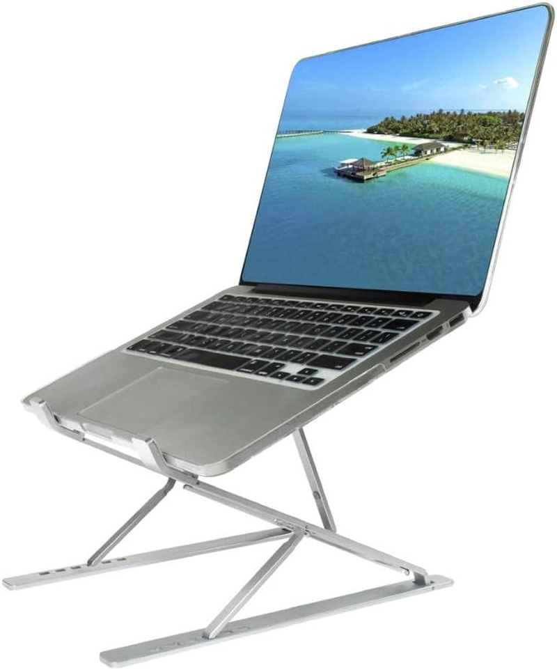 Aluminum Ergonomic Laptop Stand for Desk - Slim Adjustable Foldable Riser Holder