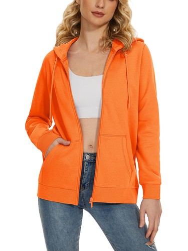 Women's Fleece Hoodies Casual Lightweight Sweatshirt Full Zip Sportswear Jackets - Picture 88 of 102