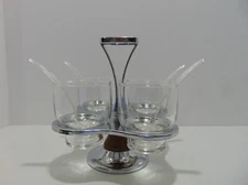 Westfield Chromium And Glass Relish Server Lazy Susan With Plastic Spoons