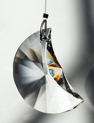 40mm Crescent Moon Crystal Clear Pendant Prism Suncatcher 1-1/2''