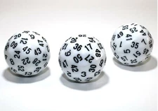 D60 Tabletop RPG Roleplay Game Die - White with Black - Cards Token Counter Mark