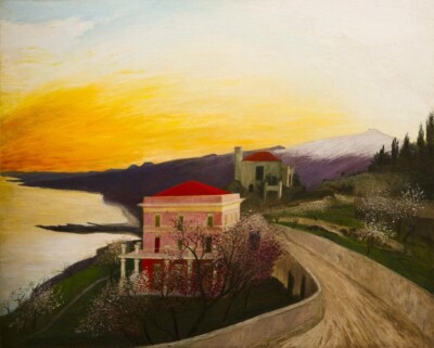 Blossoming Almonds in Taormina Csontváry Symbolist Expressionist Landscape