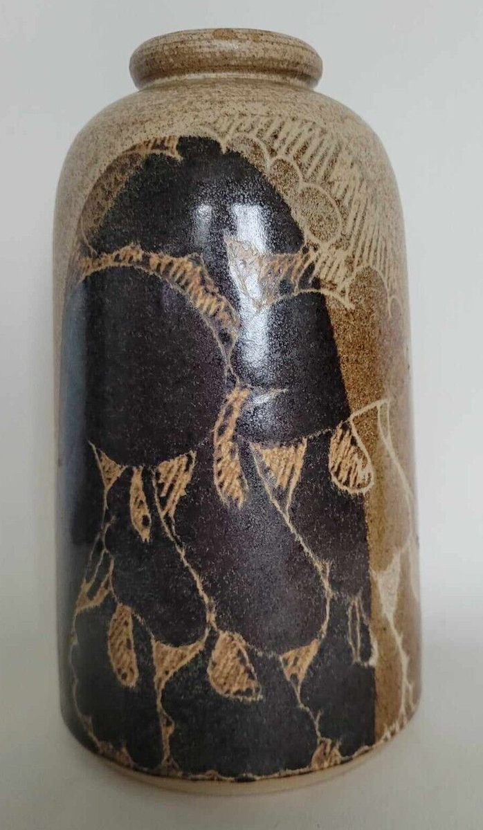 Vintage Crich Plate Studio Pottery Vase Diana Worthy C1970s MCM