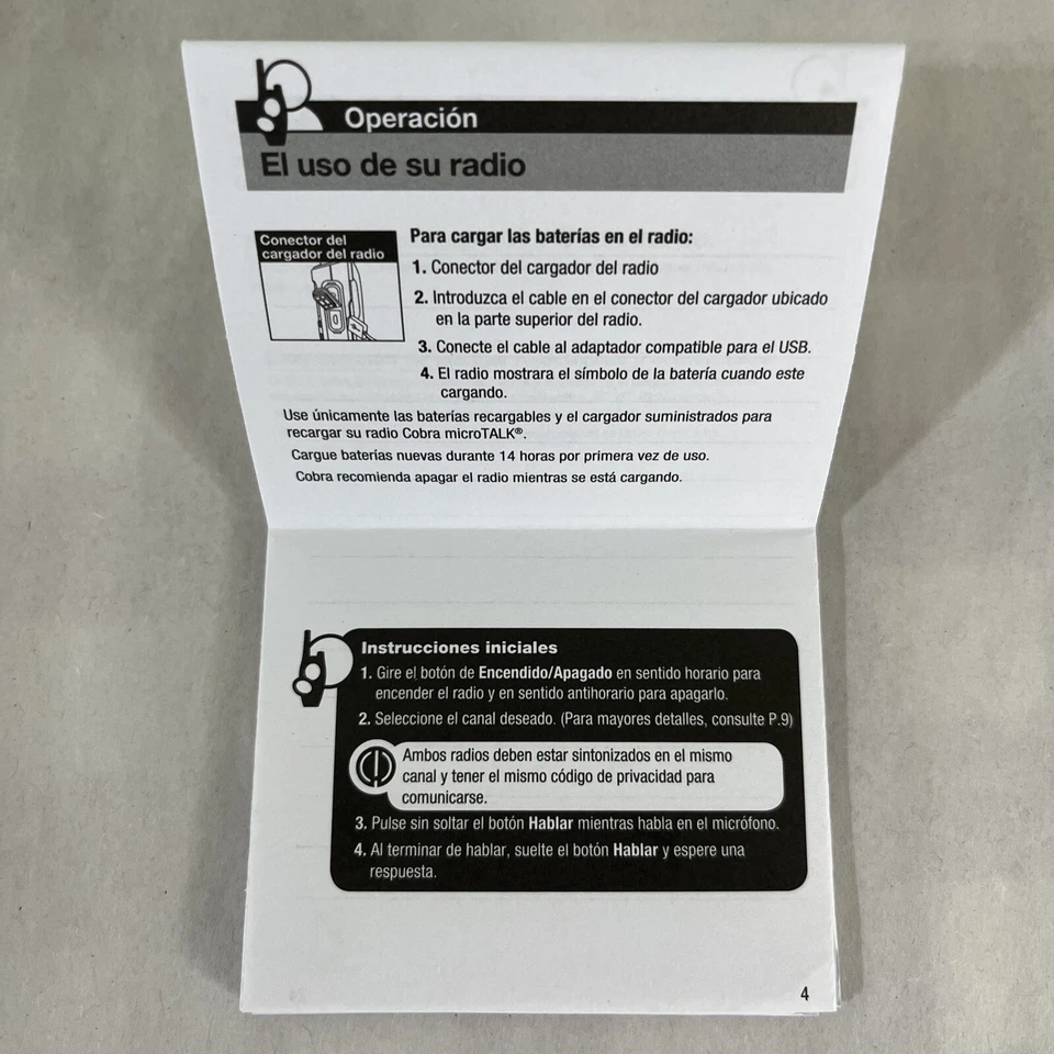 Cobra RX380 Walkie Talkie Spanish Espanol Manual Del Propietario Radio - Image 2 of 4