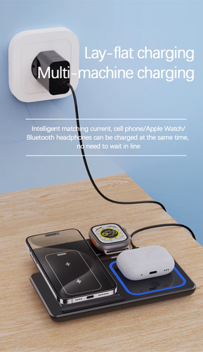 30W 3-in-1 Kabellose Ladestation für Handys, Uhren & Kopfhörer Wireless Charging - Bild 4 von 8