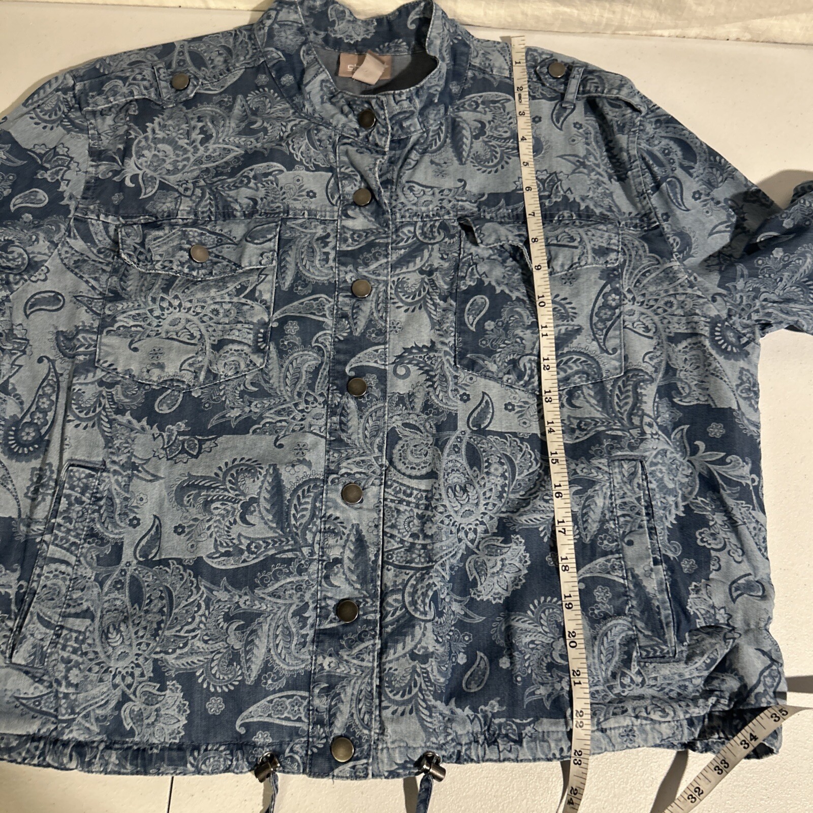 Chicos size 3 extra large blue chambray Paisley l… - image 10
