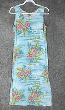 Tahiti Reef Club Maxi Dress Womens Size Small Sleeveless Floral Rayon Side Slits