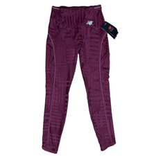 New Balance Graphic Fitted Burgundy Texture Leggings with Pockets