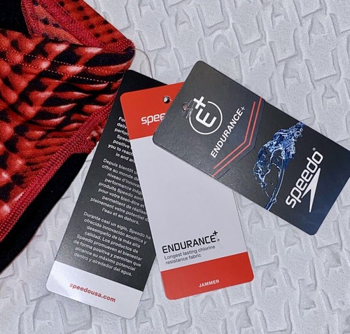 SPEEDO Warped Weave Endurance + Red White Black Swim Jammer NEW Boys Male Sz 22 - Picture 4 of 5