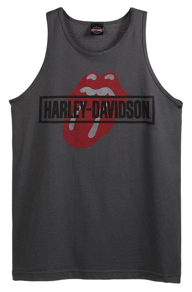 Harley-Davidson Men's Rolling Stones Mash Sleeveless Cotton Tank Top, Charcoal