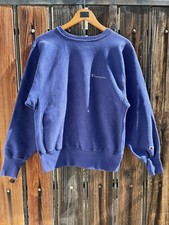 Vtg Champion Sweatshirt 90s Script Logo Purple Crewneck Made in Usa Mens Medium