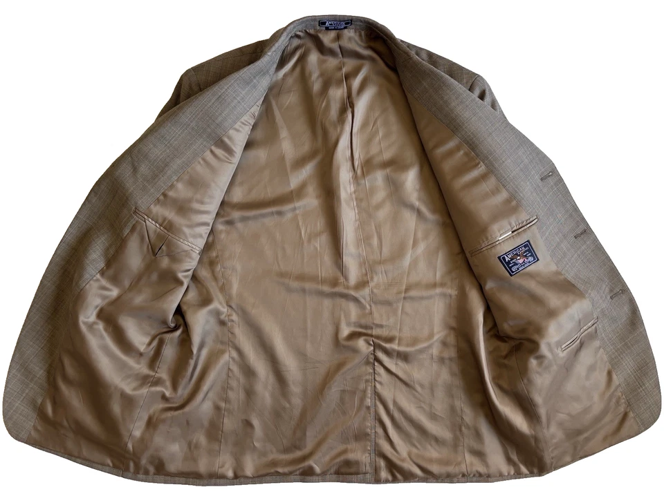 mens brown plaid American Living 2pc Pant Suit all season wool two button 44 R - Image 4 of 4