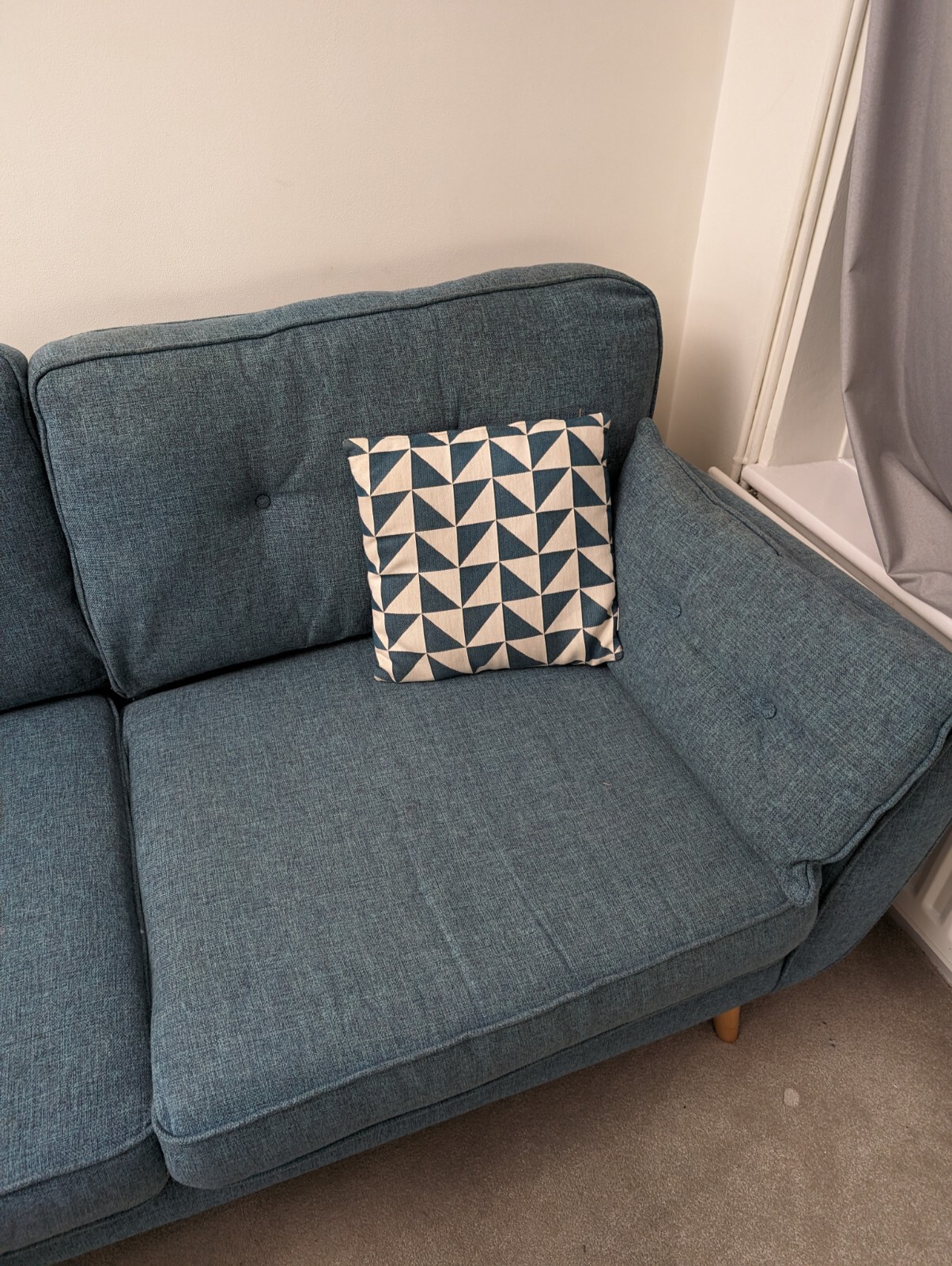 DFS French Connection Zinc Blue 3 & 2 Seater Sofas + Footstool and 4