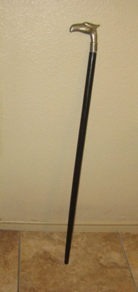 Bastón Crown Sheffield Halcón Halcón Águila Cabeza de Pájaro Plateado Foto 2 de 4