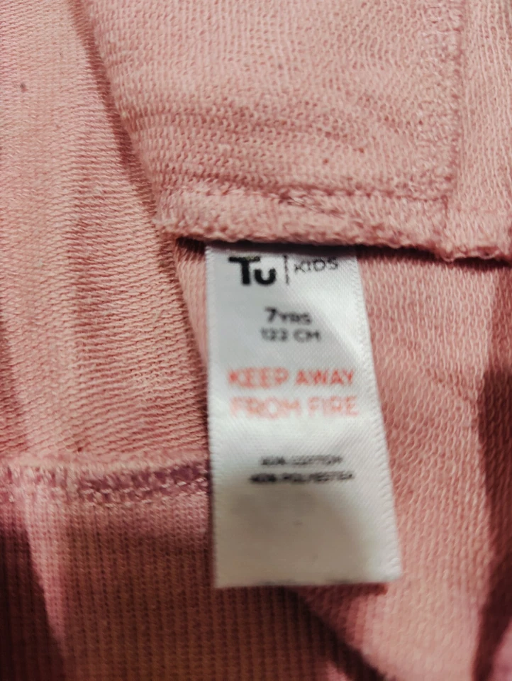 TU Girls Pink Pullover Longline Hoodie Size Age 7 Years - Image 4 of 4